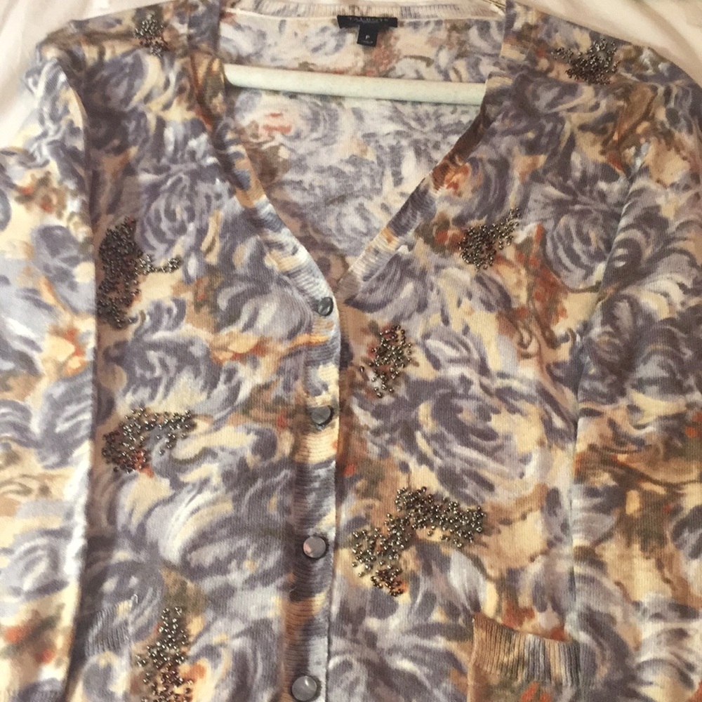 Petite cardigan with brass beads